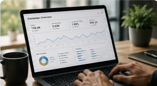 Digital marketing campaign analytics workspace