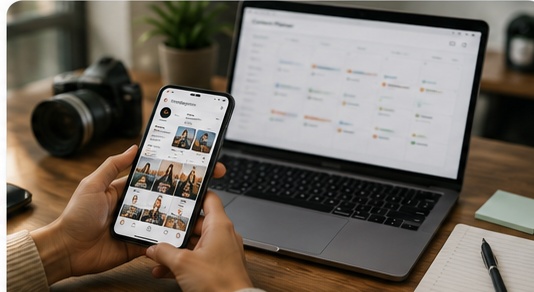 Social media management and content planning workspace